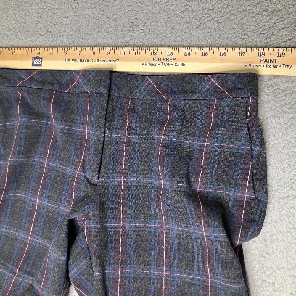 J. Jill Pants 14 Stretch Gray Jewel Gem Toned Tartan Plaid Chino Slacks Soft EUC - Picture 6 of 9